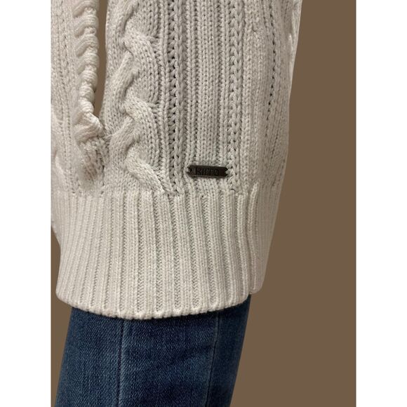 KIRRA Cream Color Button Up Hooded Cable Knit Sweater Sz L - Picture 5 of 6
